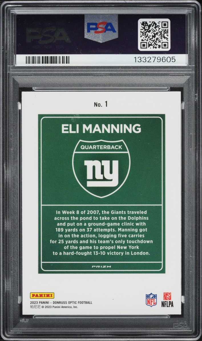 2023 Donruss Optic International Downtown Eli Manning #1 PSA 9 MINT