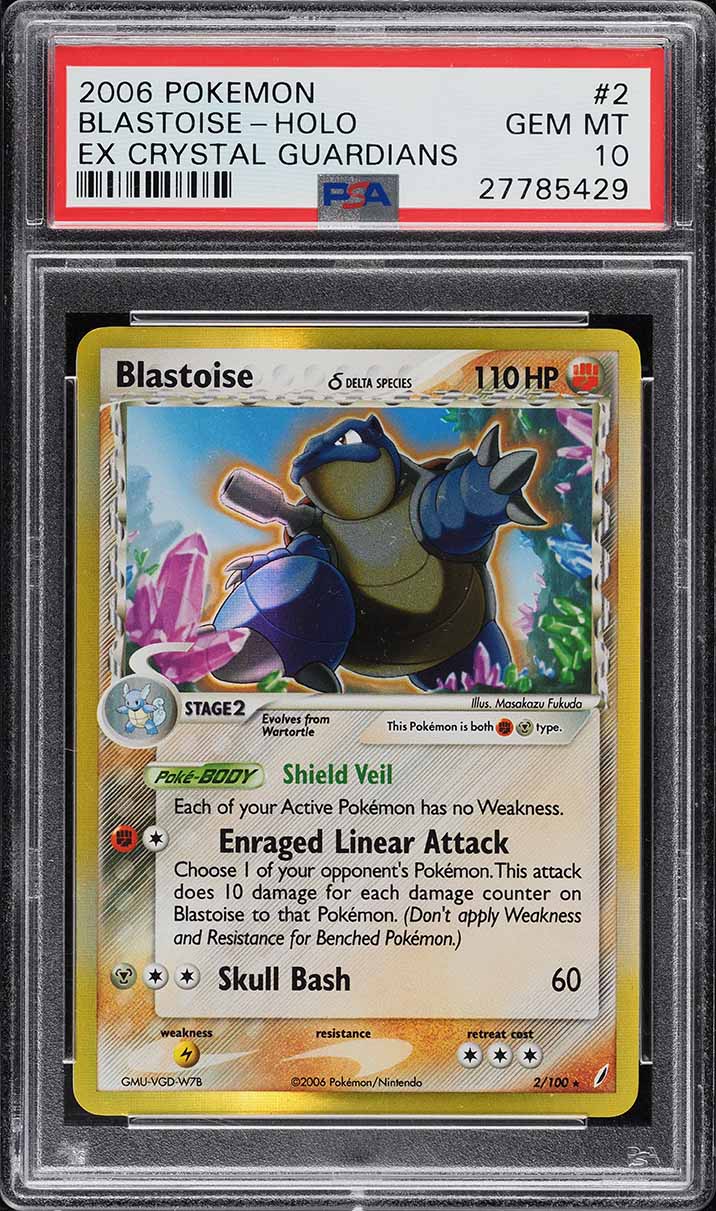 2006 Pokemon EX Crystal Guardians Holo Blastoise #2 PSA 10 GEM MINT