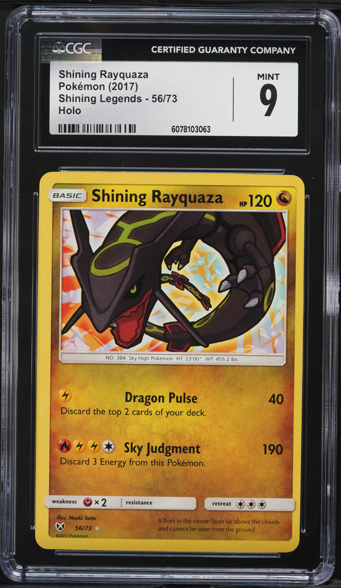 2017 Pokemon Sun & Moon Shining Legends Holo Shining Rayquaza #56 CGC 9 MINT