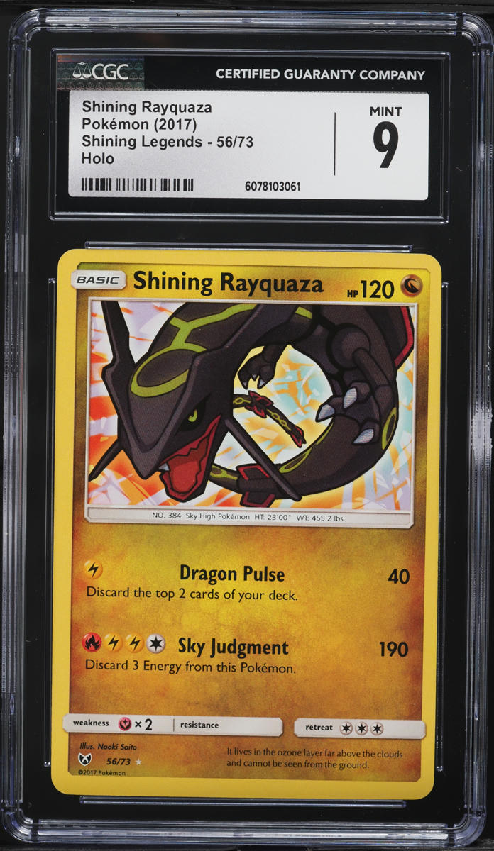 2017 Pokemon Sun & Moon Shining Legends Holo Shining Rayquaza #56 CGC 9 MINT