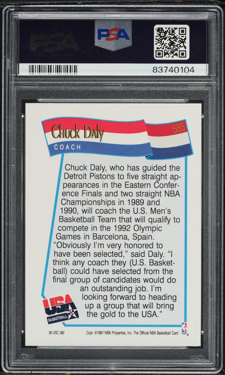 1991 Hoops USA Basketball Chuck Daly #585 PSA 8 NM-MT