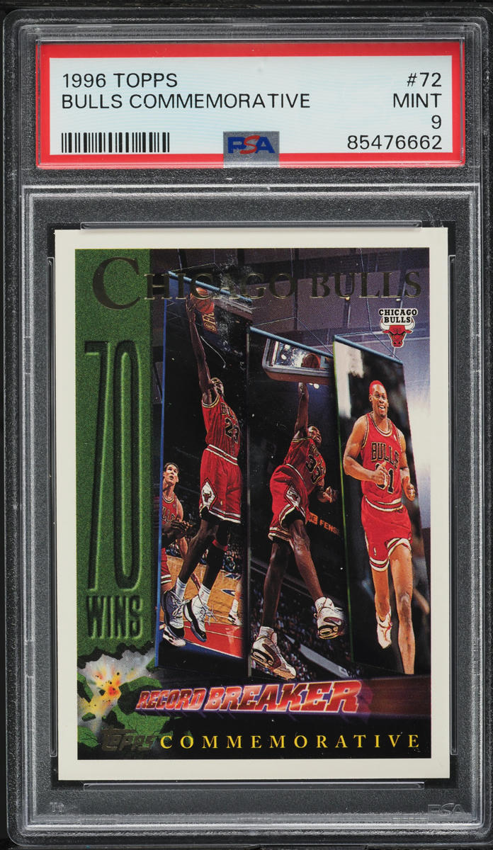 1996 Topps Basketball Chicago Bulls w/ Michael Jordan #72 PSA 9 MINT