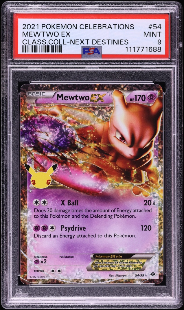 2021 Pokemon Sword & Shield Celebrations Classic Collection Holo Mewtwo EX #54 PSA 9 MINT