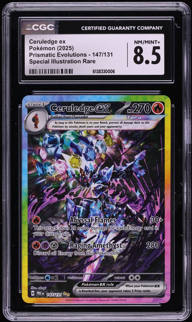 2025 Pokemon Scarlet & Violet Prismatic Evolutions SIR Ceruledge EX #147 CGC 8.5 NM-MT+