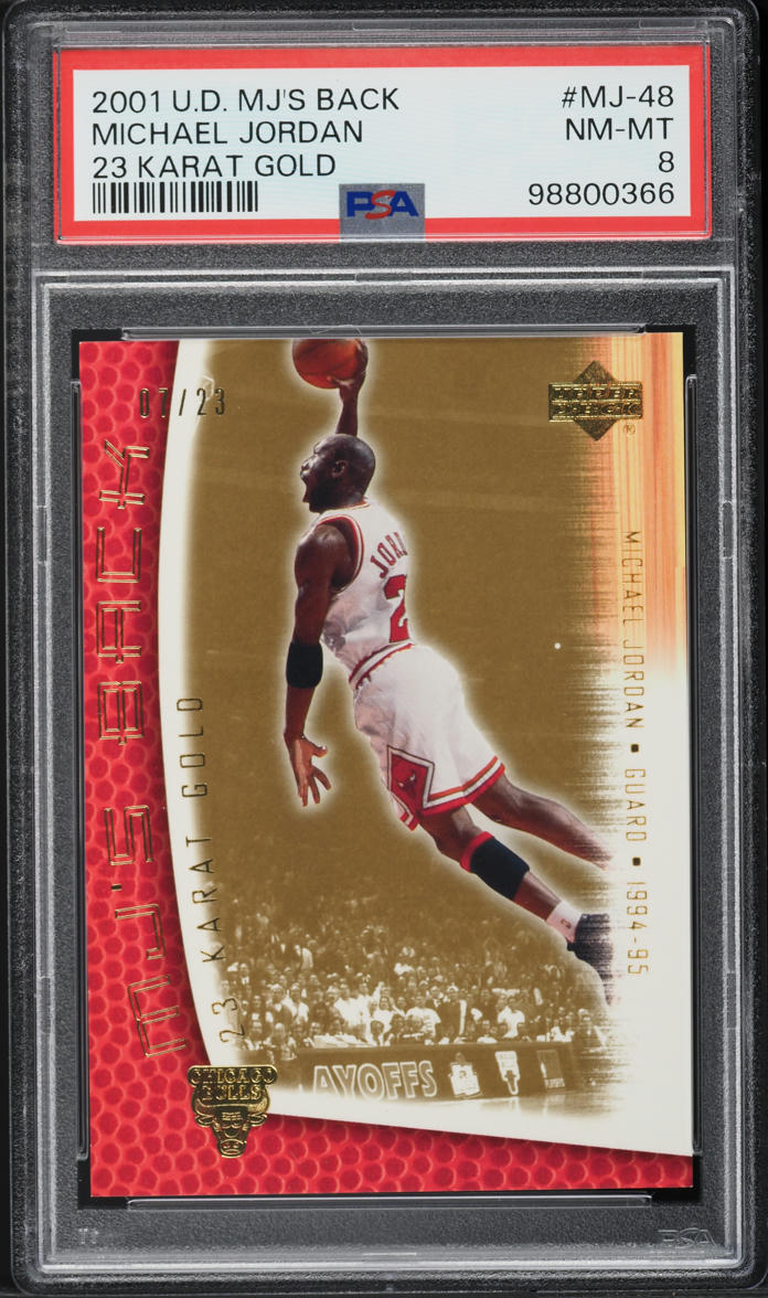 2001 Upper Deck MJ's Back 23 Karat Gold Michael Jordan /23 #MJ-48 PSA 8