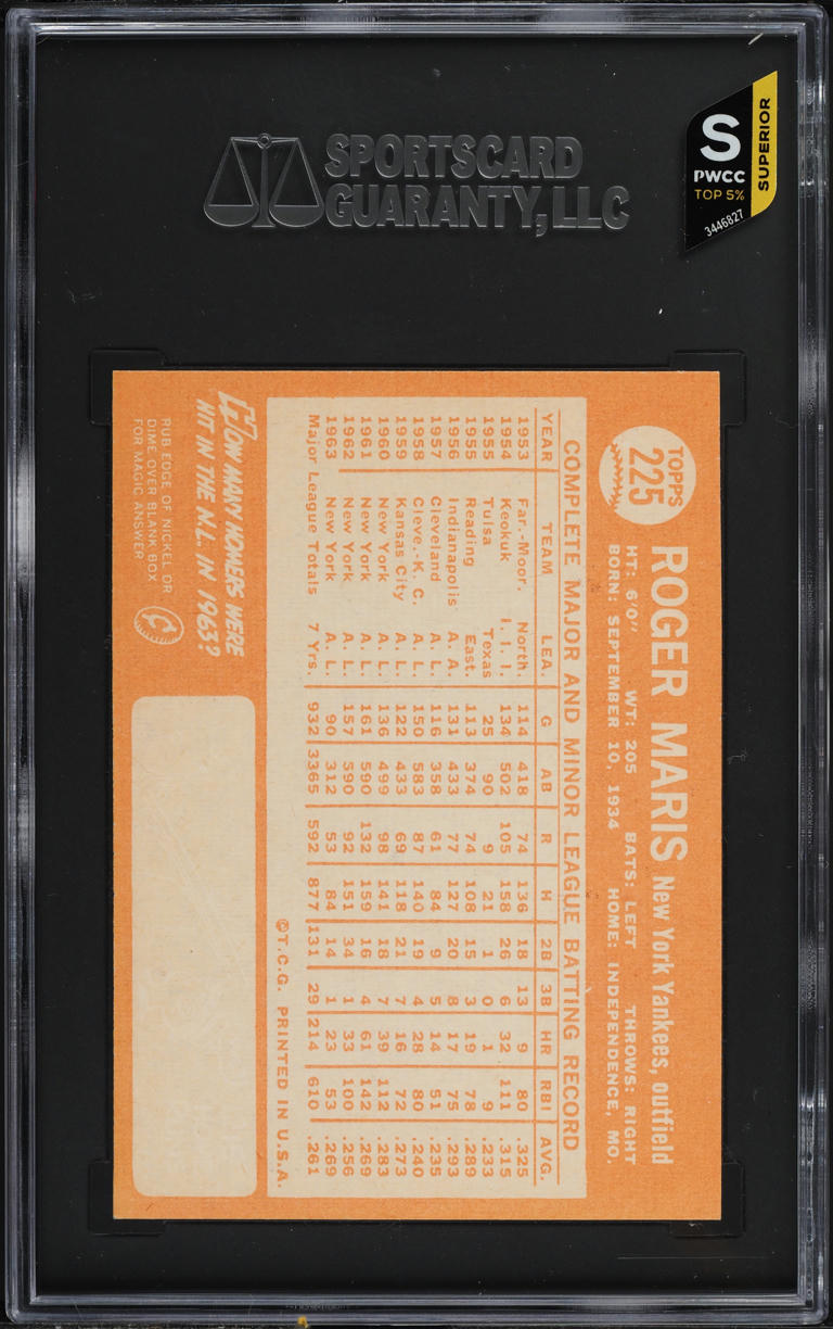 1964 Topps Roger Maris #225 SGC 8 NM-MT