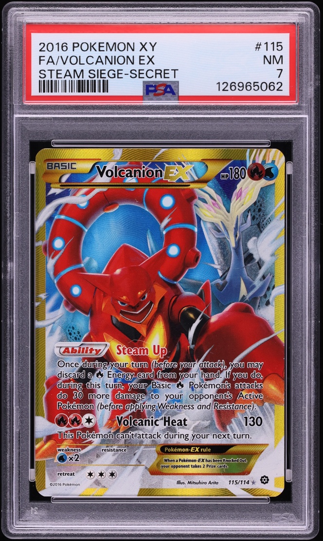 2016 Pokemon XY Steam Siege SEC Volcanion EX #115 PSA 7 NRMT