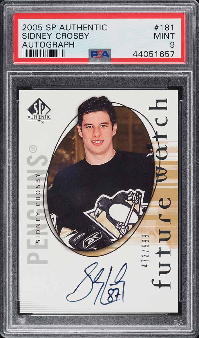 2005 SP Authentic Sidney Crosby ROOKIE AUTO /999 #181 PSA 9 MINT