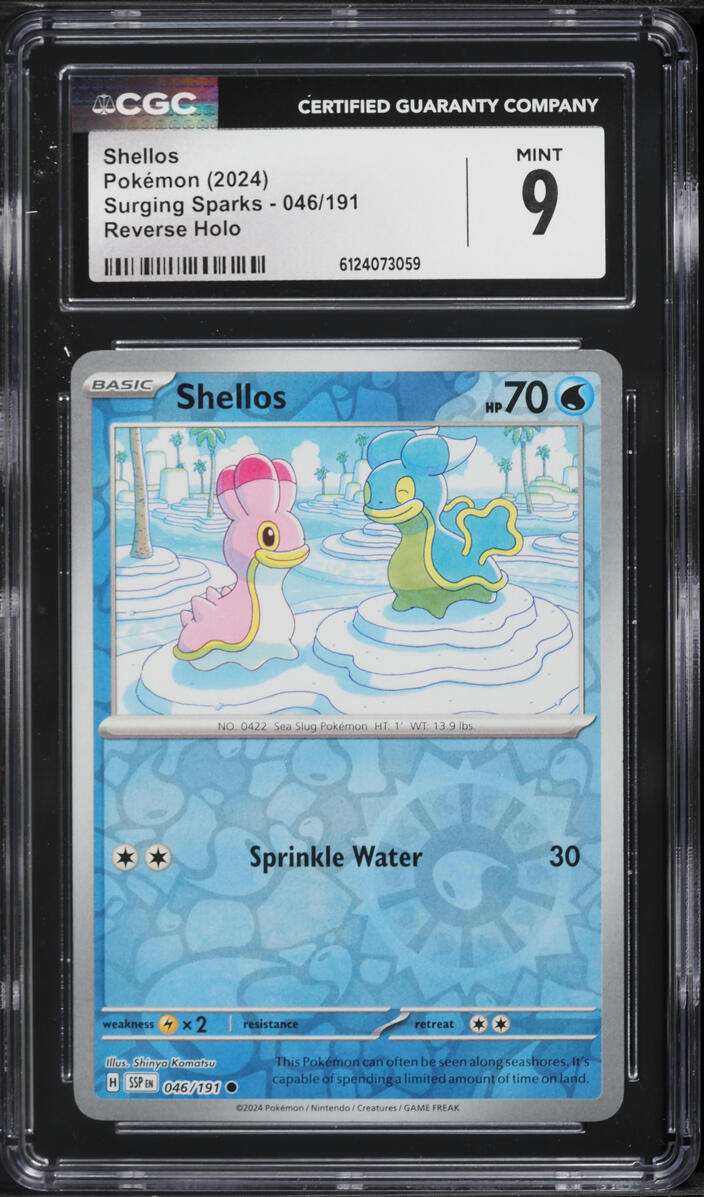 2024 Pokemon Scarlet & Violet Surging Sparks Reverse Holo Shellos #046 CGC 9 MINT