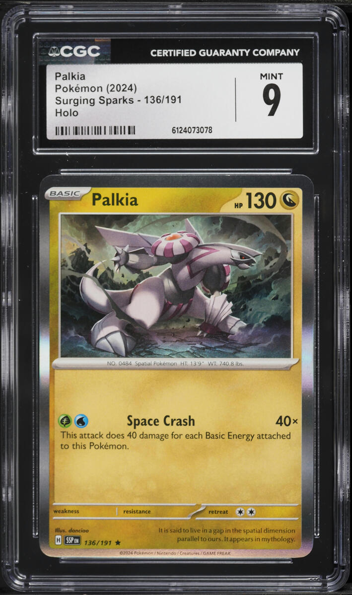 2024 Pokemon Scarlet & Violet Surging Sparks Holo Palkia #136 CGC 9 MINT