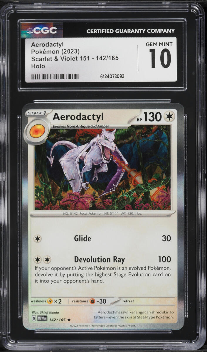 2023 Pokemon Scarlet & Violet 151 Holo Aerodactyl #142 CGC 10 GEM MINT
