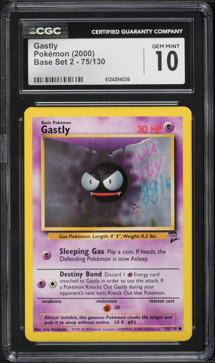 2000 Pokemon Base Set 2 Gastly #75 CGC 10 GEM MINT
