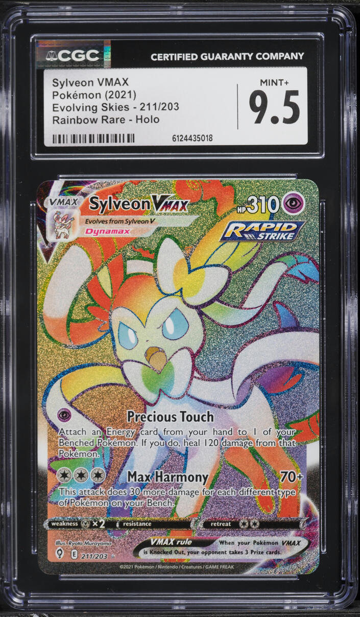 2021 Pokemon Sword & Shield Evolving Skies Rainbow Rare Sylveon VMAX #211 CGC 9.5 MINT+