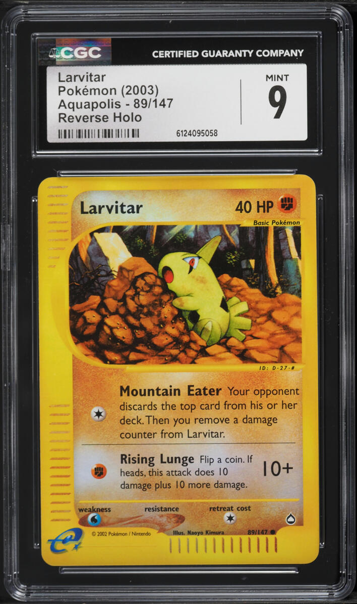2003 Pokemon Aquapolis Reverse Holo Larvitar #89 CGC 9 MINT