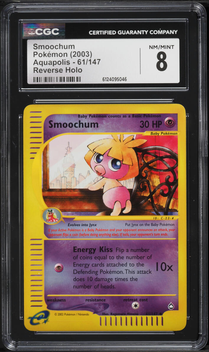 2003 Pokemon Aquapolis Reverse Holo Smoochum #61 CGC 8 NM-MT