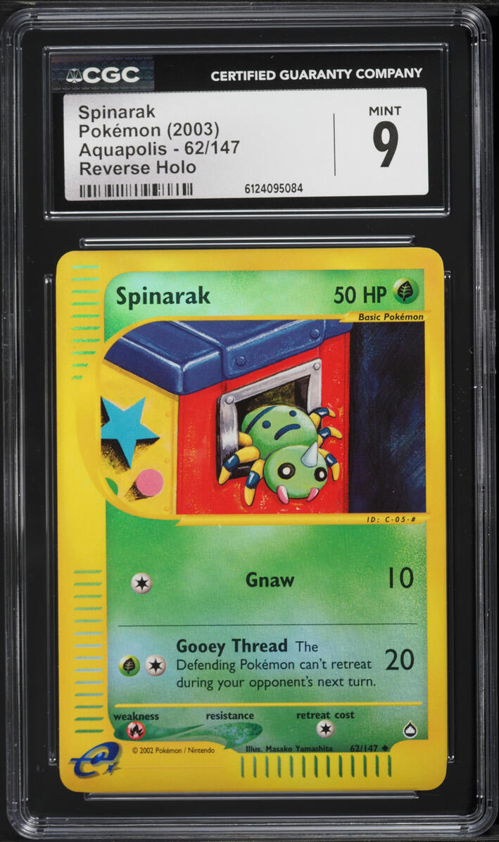 2003 Pokemon Aquapolis Reverse Holo Spinarak #62 CGC 9 MINT