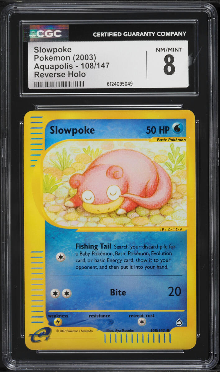 2003 Pokemon Aquapolis Reverse Holo Slowpoke #108 CGC 8 NM-MT