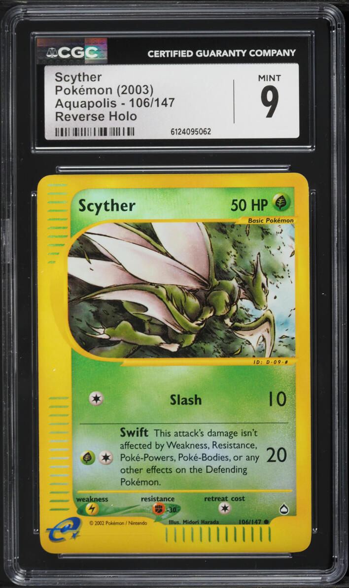 2003 Pokemon Aquapolis Reverse Holo Scyther #106 CGC 9 MINT