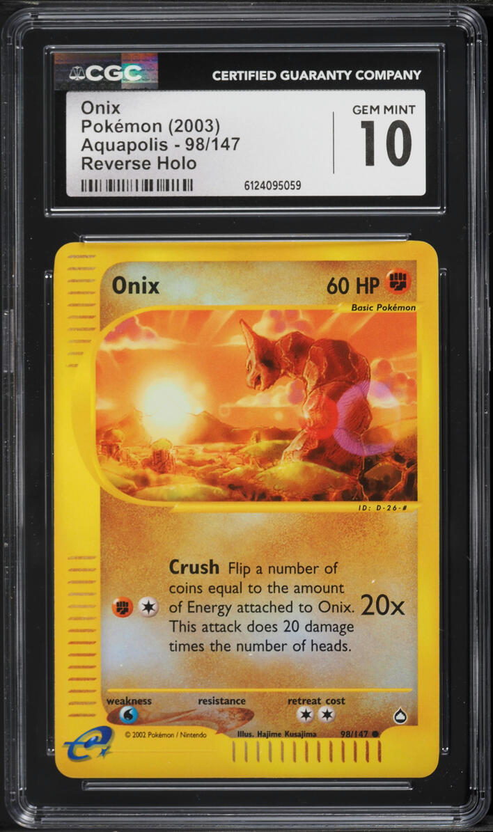 2003 Pokemon Aquapolis Reverse Holo Onix #98 CGC 10 GEM MINT
