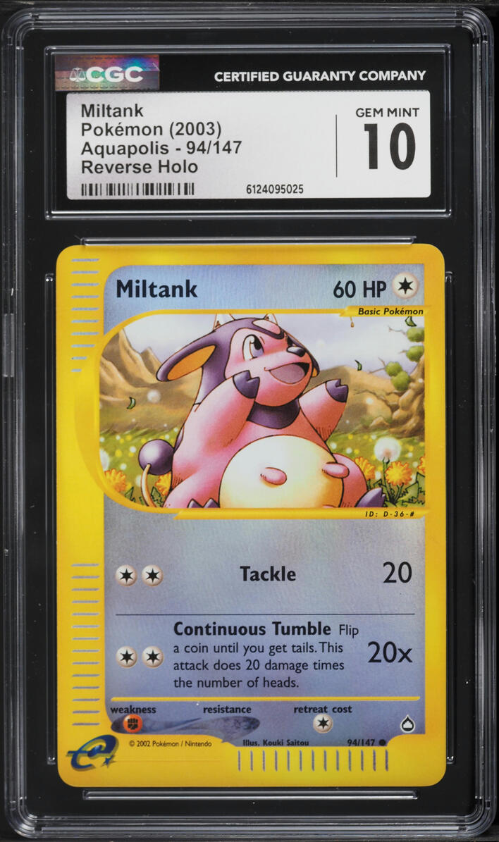 2003 Pokemon Aquapolis Reverse Holo Miltank #94 CGC 10 GEM MINT