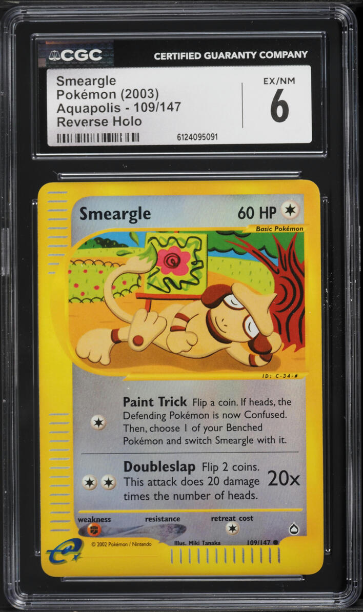 2003 Pokemon Aquapolis Reverse Holo Smeargle #109 CGC 6 EXMT