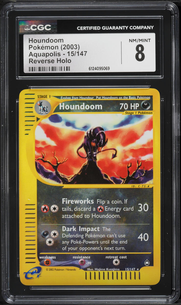 2003 Pokemon Aquapolis Reverse Holo Houndoom #15 CGC 8 NM-MT