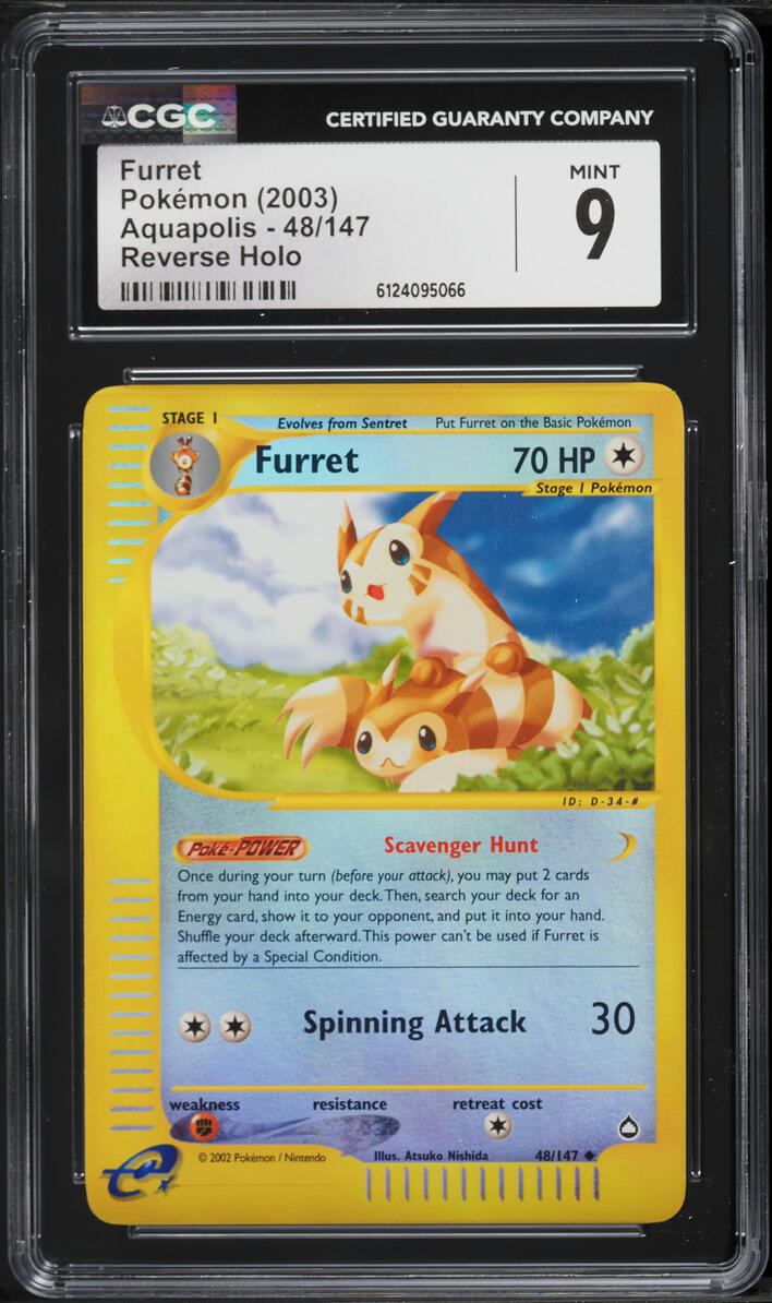 2003 Pokemon Aquapolis Reverse Holo Furret #48 CGC 9 MINT