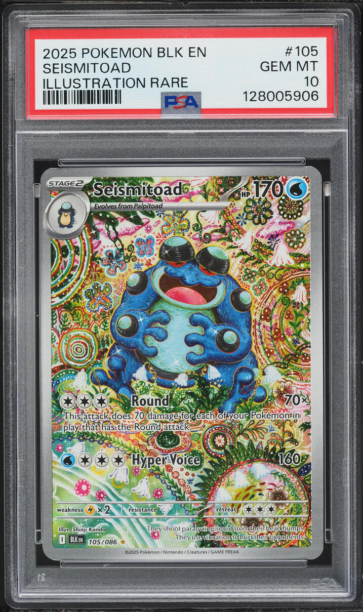 2025 Pokemon Scarlet & Violet Black Bolt IR Seismitoad #105 PSA 10 GEM MINT