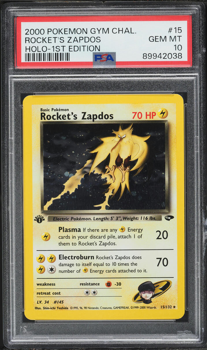 2000 Pokemon Gym Challenge 1st Edition Holo Rocket's Zapdos #15 PSA 10 GEM MINT