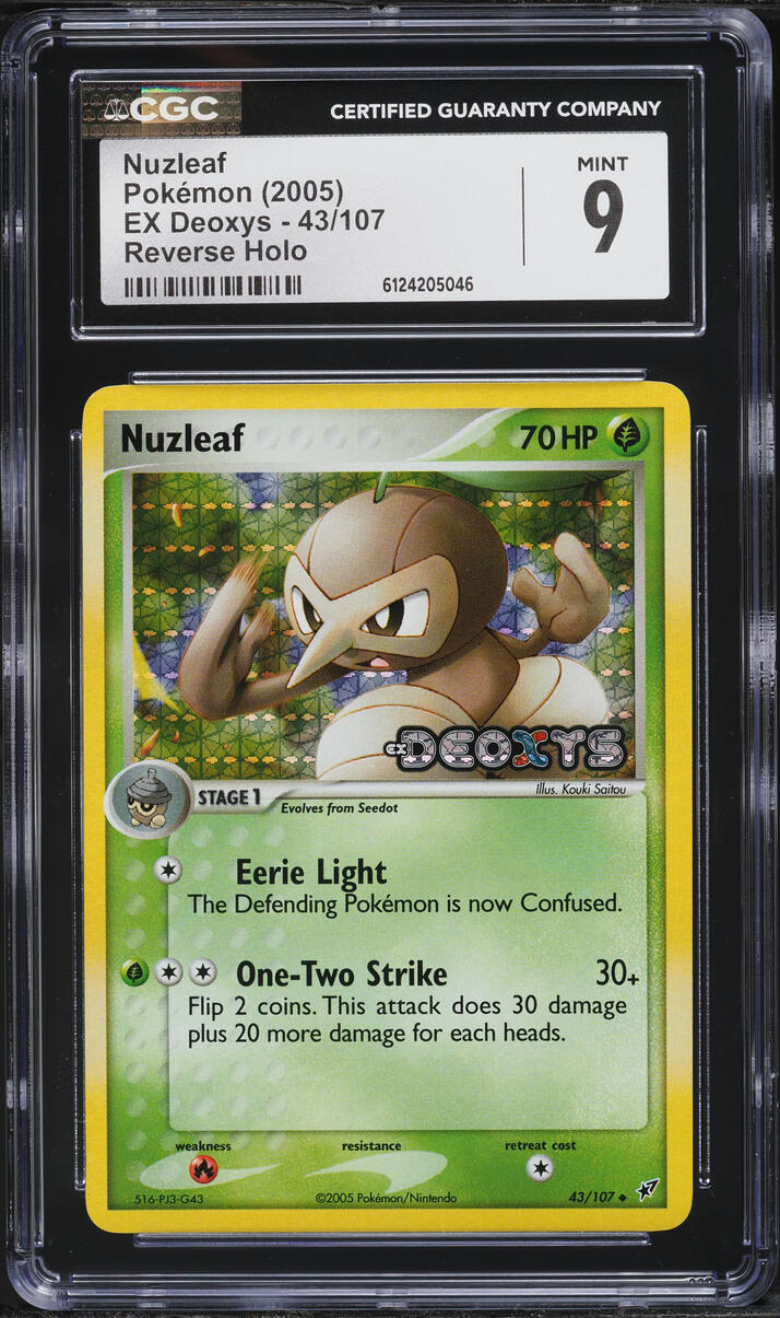 2005 Pokemon EX Deoxys Reverse Holo Nuzleaf #43 CGC 9 MINT