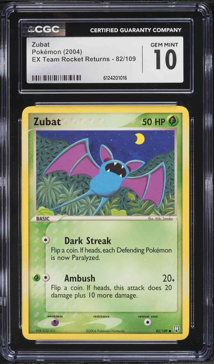 2004 Pokemon EX Team Rocket Returns Zubat #82 CGC 10 GEM MINT