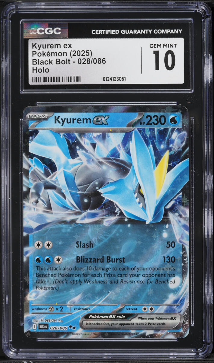 2025 Pokemon Scarlet & Violet Black Bolt Holo Kyurem ex #28 CGC 10 GEM MINT