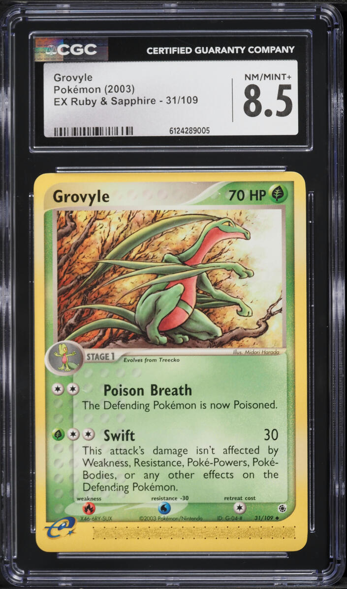 2003 Pokemon EX Ruby & Sapphire Grovyle #31 CGC 8.5 NM-MT+