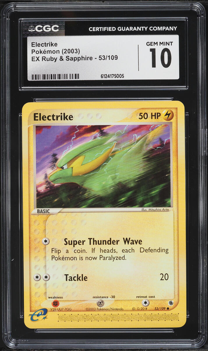 2003 Pokemon EX Ruby & Sapphire Reverse Electrike #53 CGC 10 GEM MINT