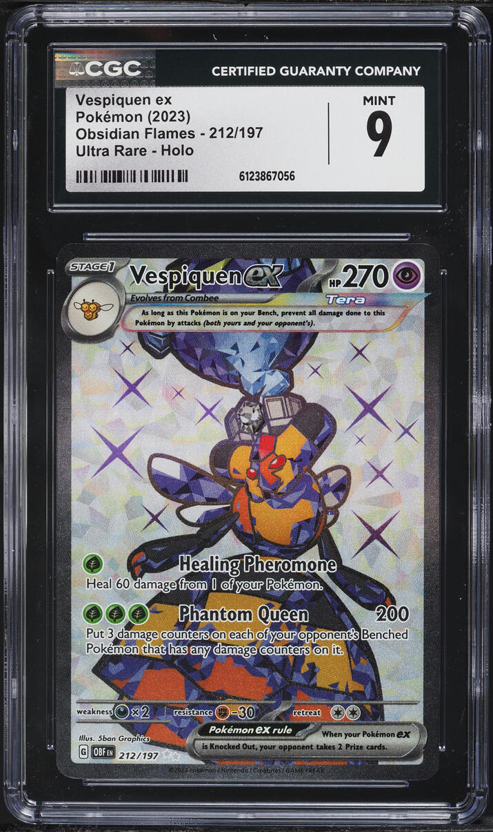 2023 Pokemon Scarlet & Violet Obsidian Flames Full Art Vespiquen ex #212 CGC 9 MINT