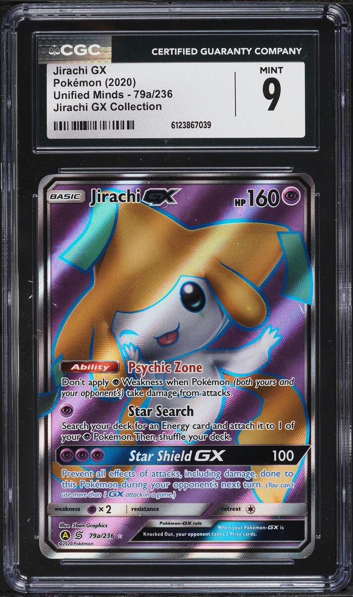 2020 Pokemon Sun & Moon Unified Minds Full Art Jirachi GX #79a CGC 9 MINT