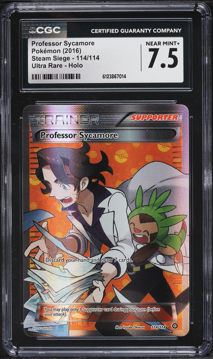 2016 Pokemon XY Steam Siege Full Art Professor Sycamore #114 CGC 7.5 NRMT+