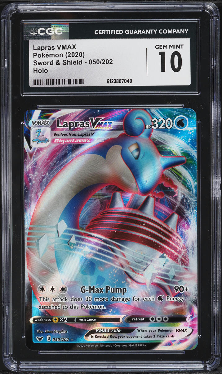 2020 Pokemon Sword & Shield Full Art Lapras VMAX #50 CGC 10 GEM MINT