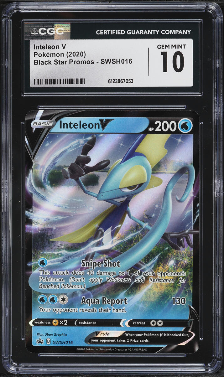 2020 Pokemon Sword & Shield Black Star Promo Inteleon V #SWSH016 CGC 10 GEM MINT