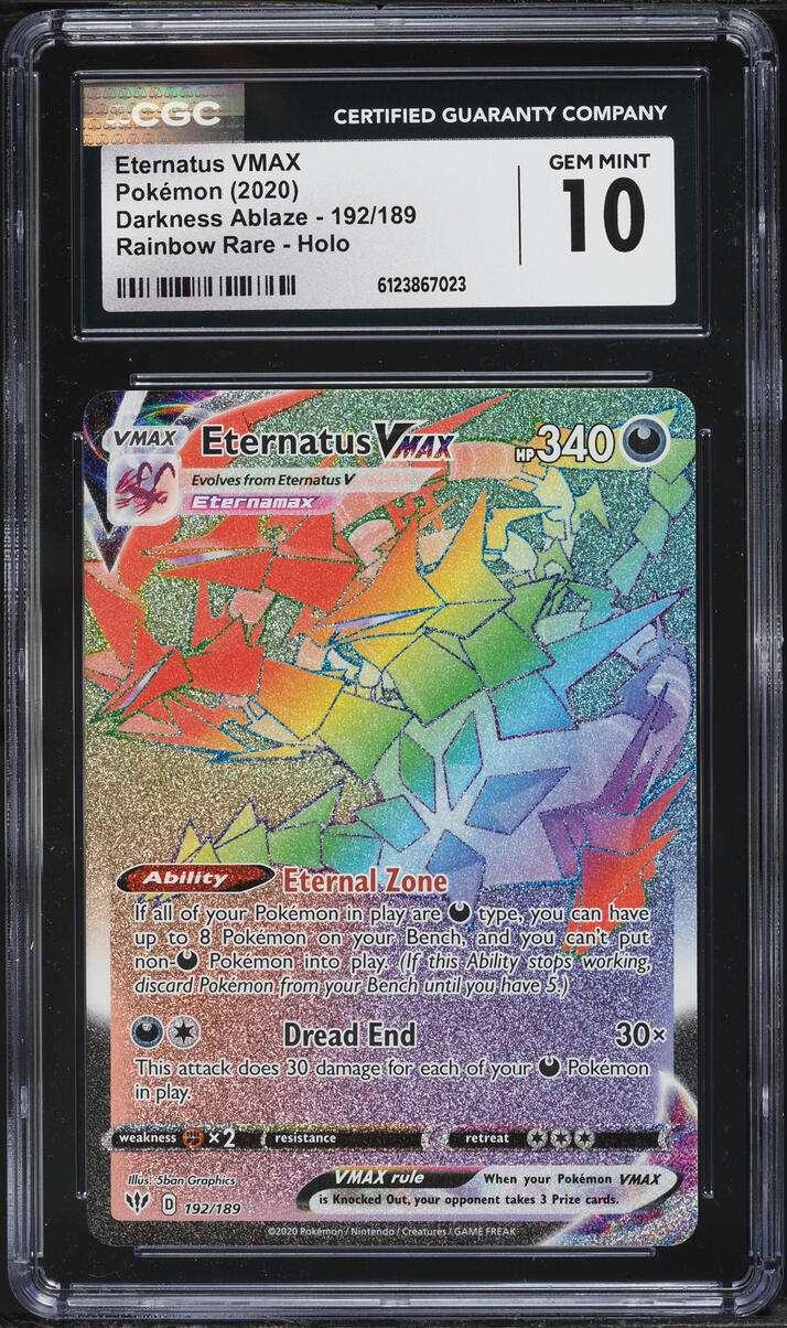 2020 Pokemon Sword & Shield Darkness Ablaze Rainbow Rare Eternatus VMAX #192 CGC 10 GEM MINT