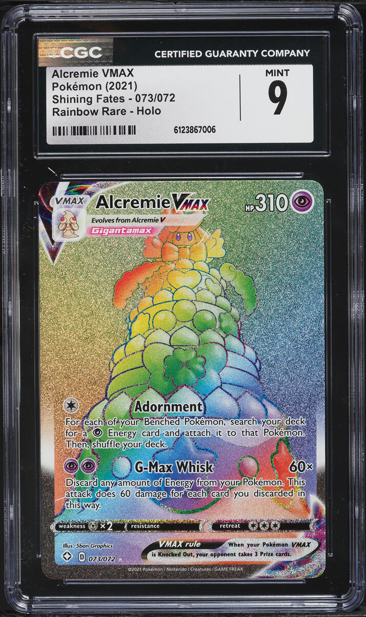2021 Pokemon Sword & Shield Shining Fates Rainbow Rare Alcremie VMAX #73 CGC 9 MINT