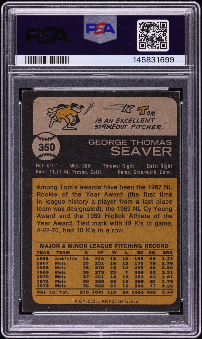 1973 Topps Tom Seaver #350 PSA 3 VG