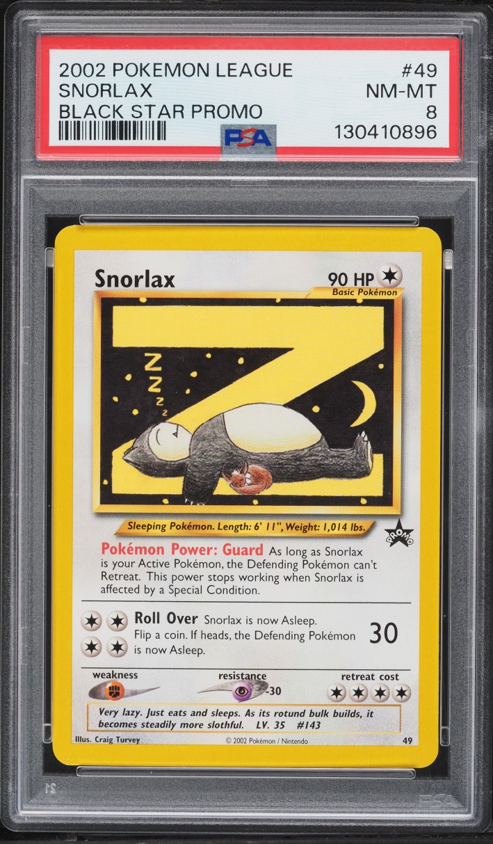 2002 Pokemon League Black Star Promo Snorlax #49 PSA 8 NM-MT