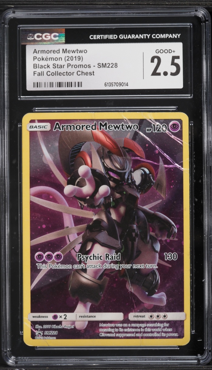 2019 Pokemon Sun & Moon Promo Fall Collector Chest Alt Art Armored Mewtwo #SM228 CGC 2.5 GD+