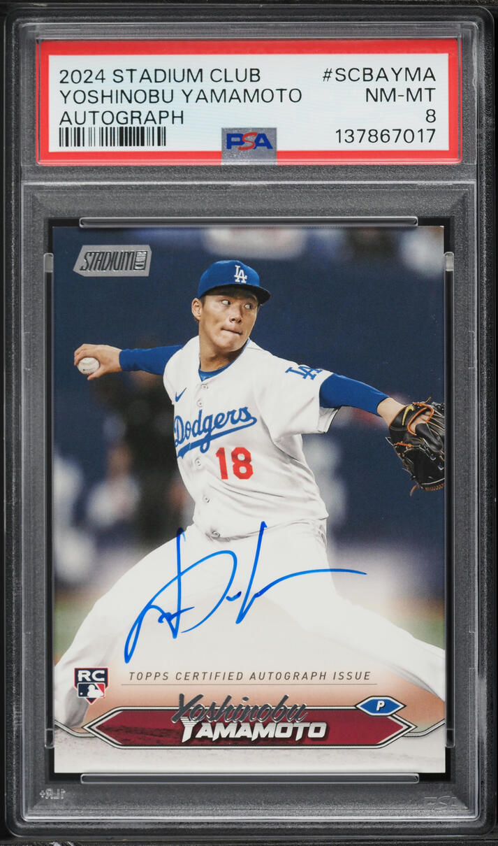 2024 Stadium Club Yoshinobu Yamamoto ROOKIE AUTO #SCBA-YMA PSA 8 NM-MT