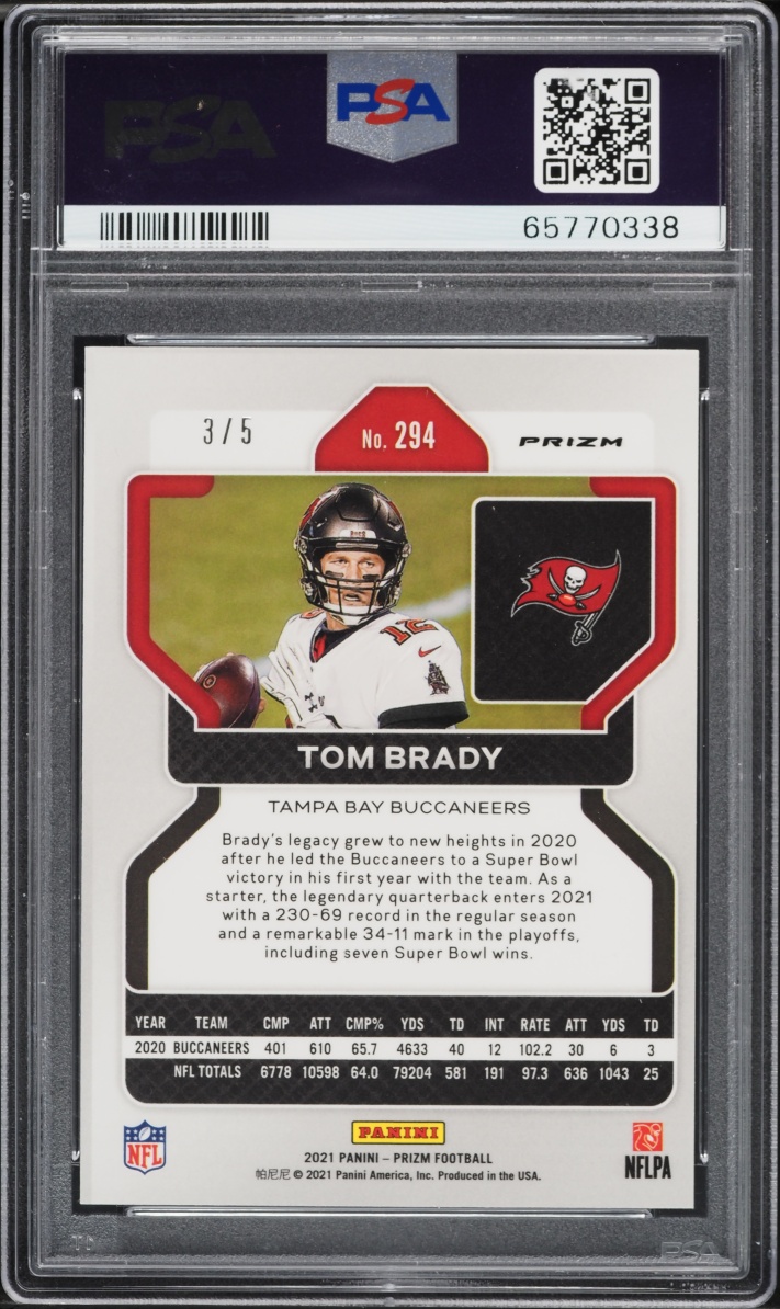 2021 Panini Prizm Green Shimmer Tom Brady /5 #294 PSA 10 GEM MINT - Photo 2