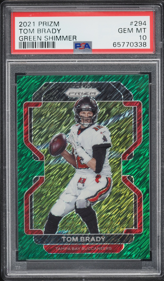 2021 Panini Prizm Green Shimmer Tom Brady /5 #294 PSA 10 GEM MINT - Photo 1