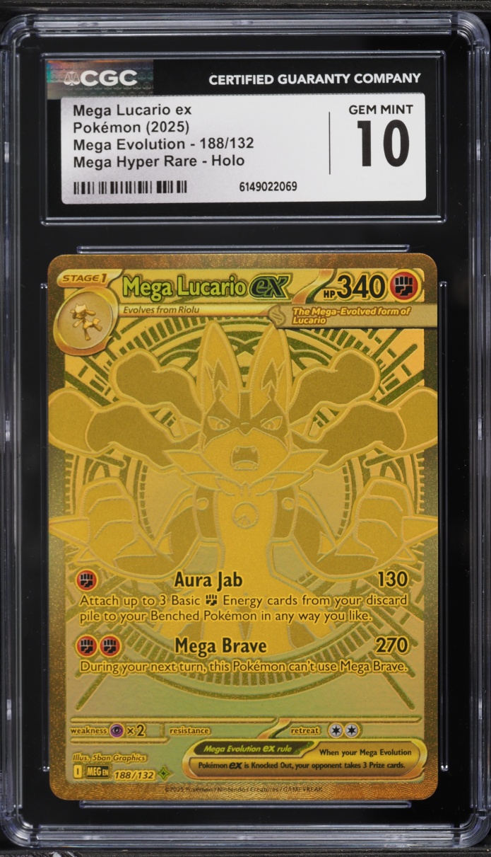2025 Pokemon Mega Evolution MHR Mega Lucario ex #188 CGC 10 GEM MINT