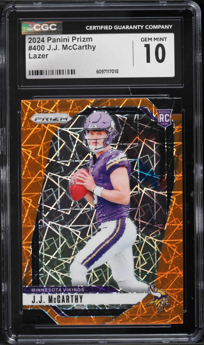 2024 Panini Prizm Lazer J.J. McCarthy ROOKIE #400 CGC 10 GEM MINT