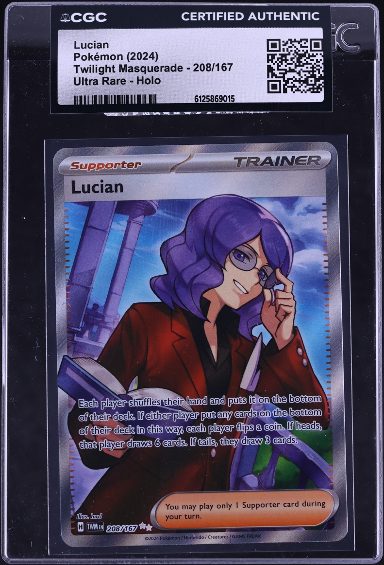 2024 Pokemon Scarlet & Violet Twilight Masquerade Full Art Lucian #208 CGC AUTH